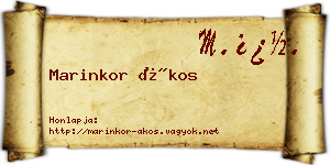 Marinkor Ákos névjegykártya